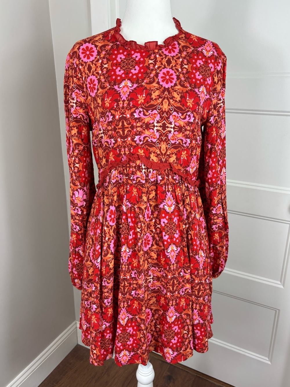 Amur Codi Mini Dress Rosewood Kaleidoscope Paisley Size 4